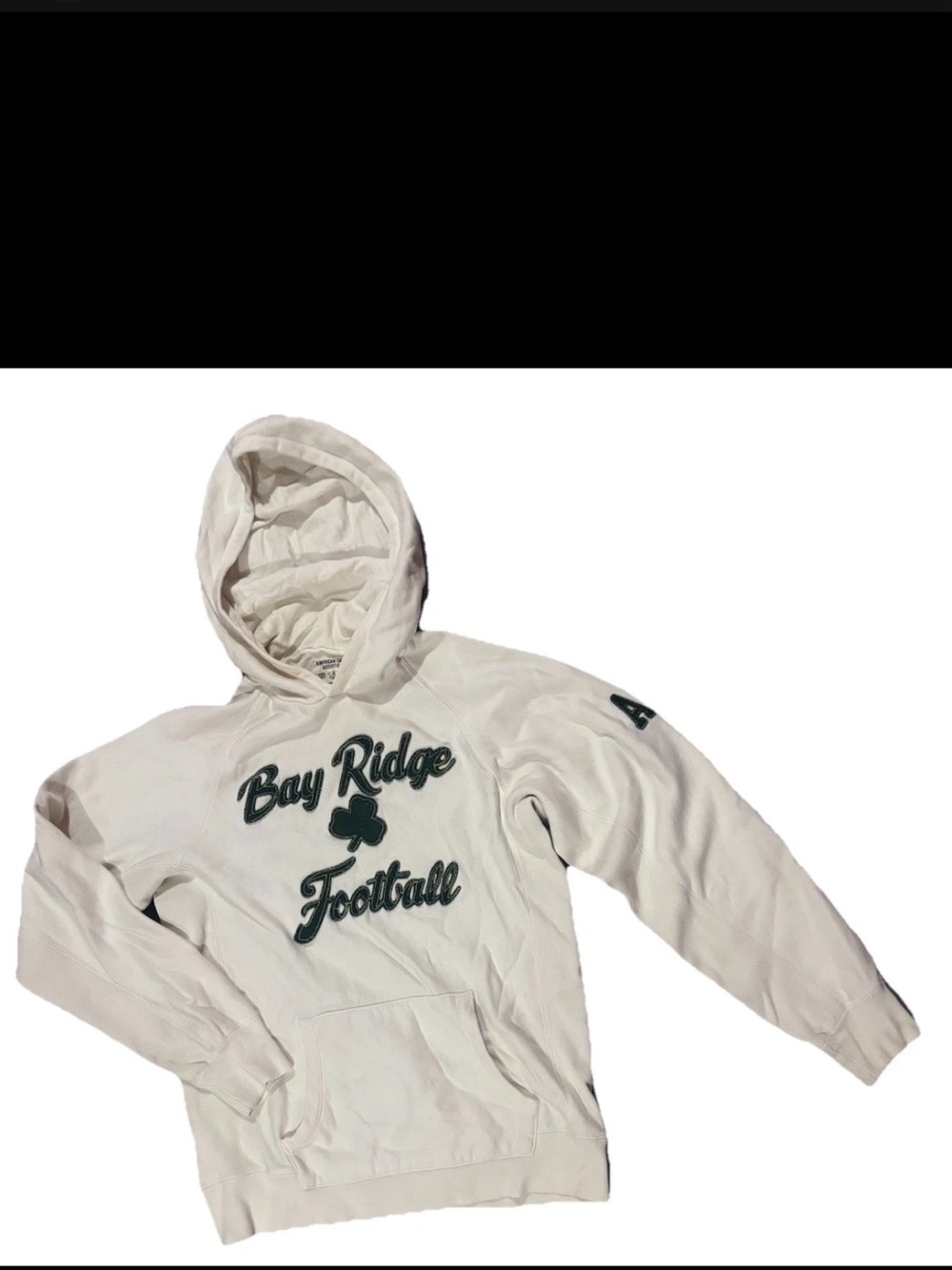 American Eagle VTG Y2K Hoodie Mens M Off White Bay Ridge Football Raised Logo